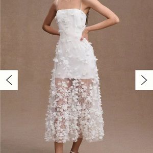 HELSI Audrey Square-Neck Floral Applique Sheer Midi Dress